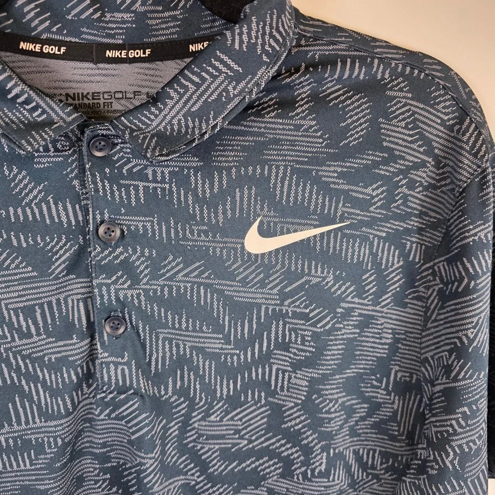 Nike Golf Dri-FIT Standard Fit Polo Shirt Men's Medium Gray Geometric Pattern